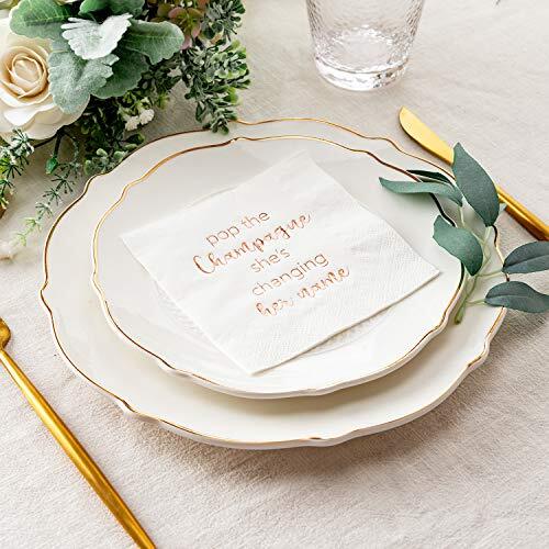 Bridal Shower Cocktail Napkins Dessert Napkins Rose Gold Foil Bachelorette Engag - Picture 2 of 6
