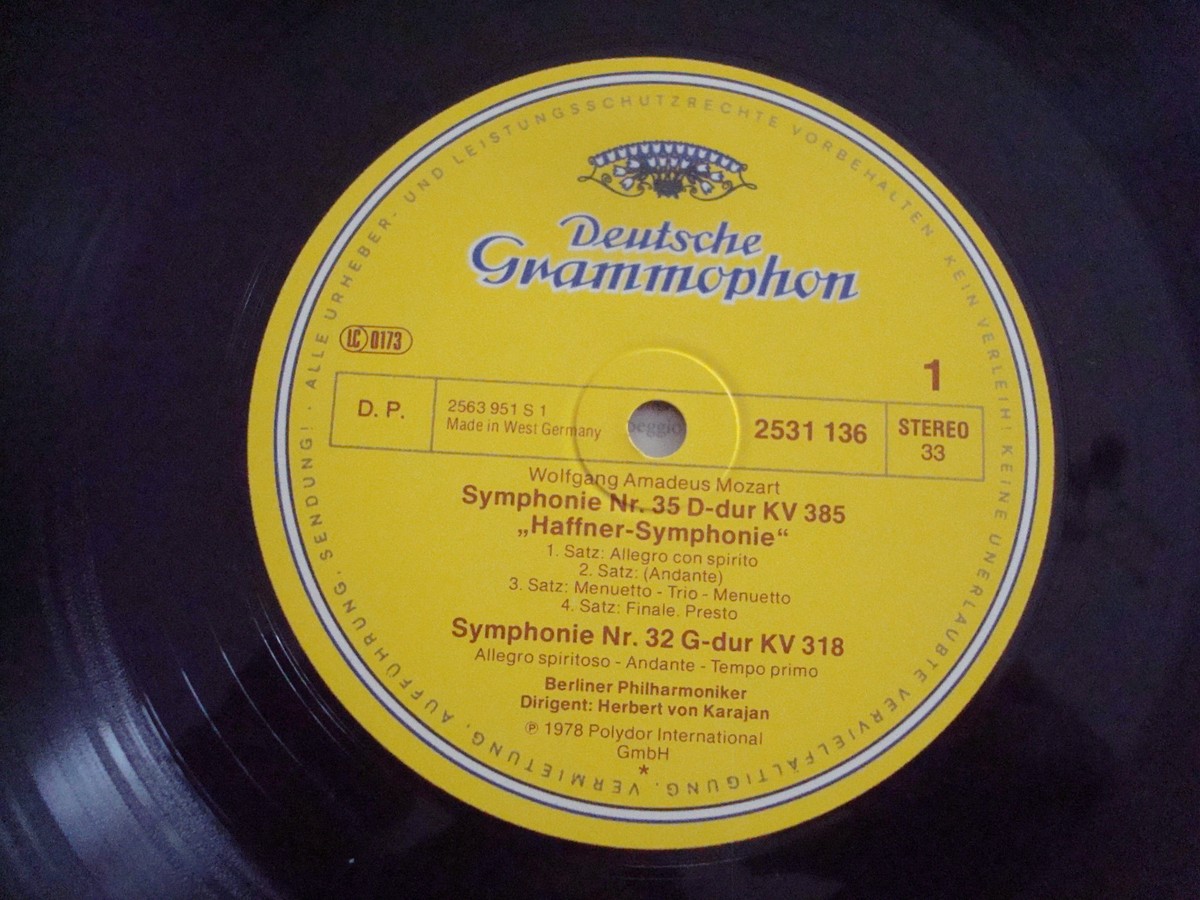 Mozart Symphonies 32 35 & 36 KARAJAN DGG LP 2531136 MINT ED1 1978