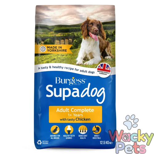 DOG FOOD Burgess Supadog Chicken Adult Dog 12.5kg x 1 or 2 Sacks Dog