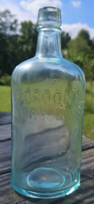 1908 Antique Gordon's London Dry Gin Light Blue Glass Bottle | eBay