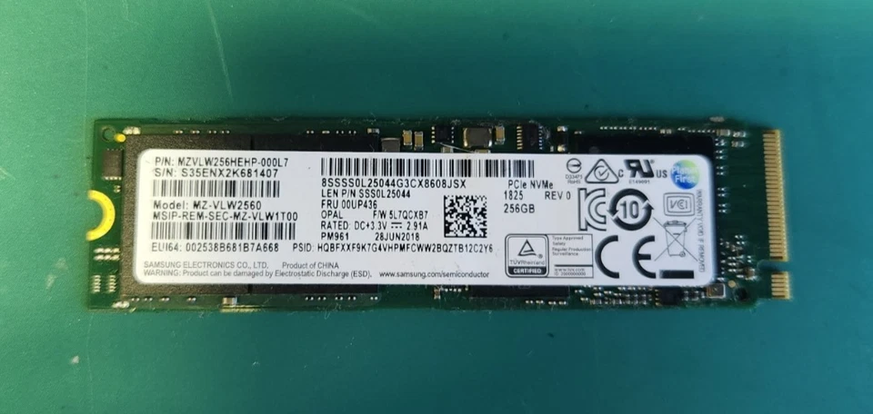256GB M.2 NVME PCIe Internal Solid State Drive, Mixed Brands, M.2 2280 SSD