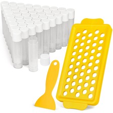 50PCS Lip Balm Tubes with Filling Tray and Spatula 5.5ml 3/16 Oz Containers Kit