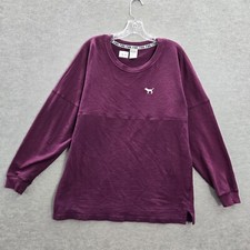 PINK Victoria's Secret Women Sweatshirt M Purple Love Pink Spirit Jersey READ