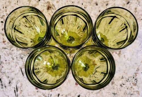 Vintage Olive Green Gibralter Libbey Duratuff Iced Tea Water Glasses x 5 - Picture 3 of 7