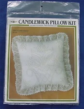 Vintage M H Yarns Candlewick Pillow Kit  1983 Flower Basket Design USA 