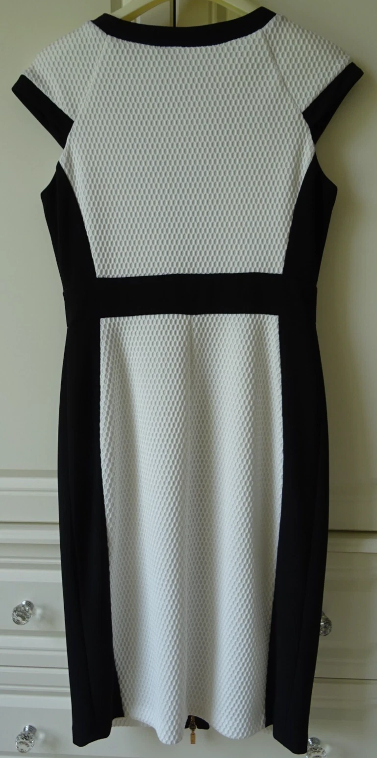 OFF WHITE FRANK LYMAN ABITO BODYCON BIANCO SPORCO E NERO ZIP DAVANTI UK 10
