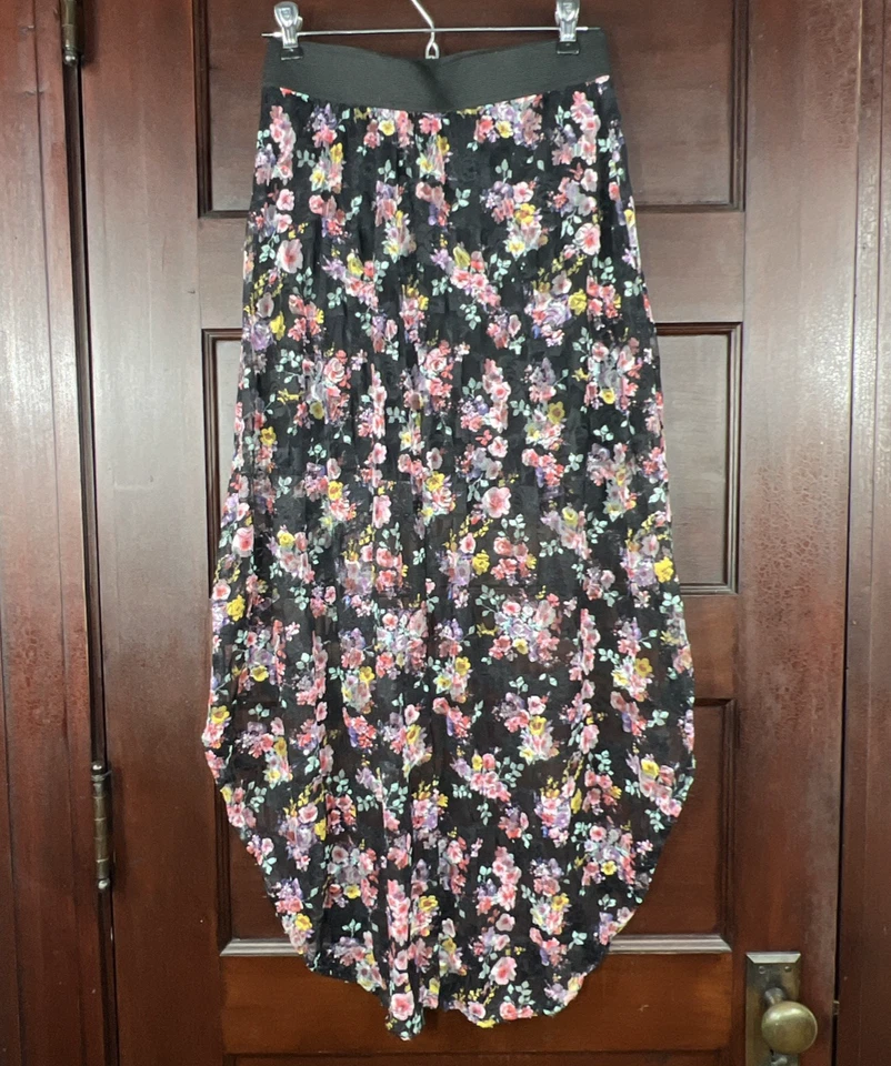 De Colección Falda Sello Húmedo Para Mujer M Negra Floral Encaje Superposición Maxi Caprichosa Bruja Gótica Foto 4 de 4