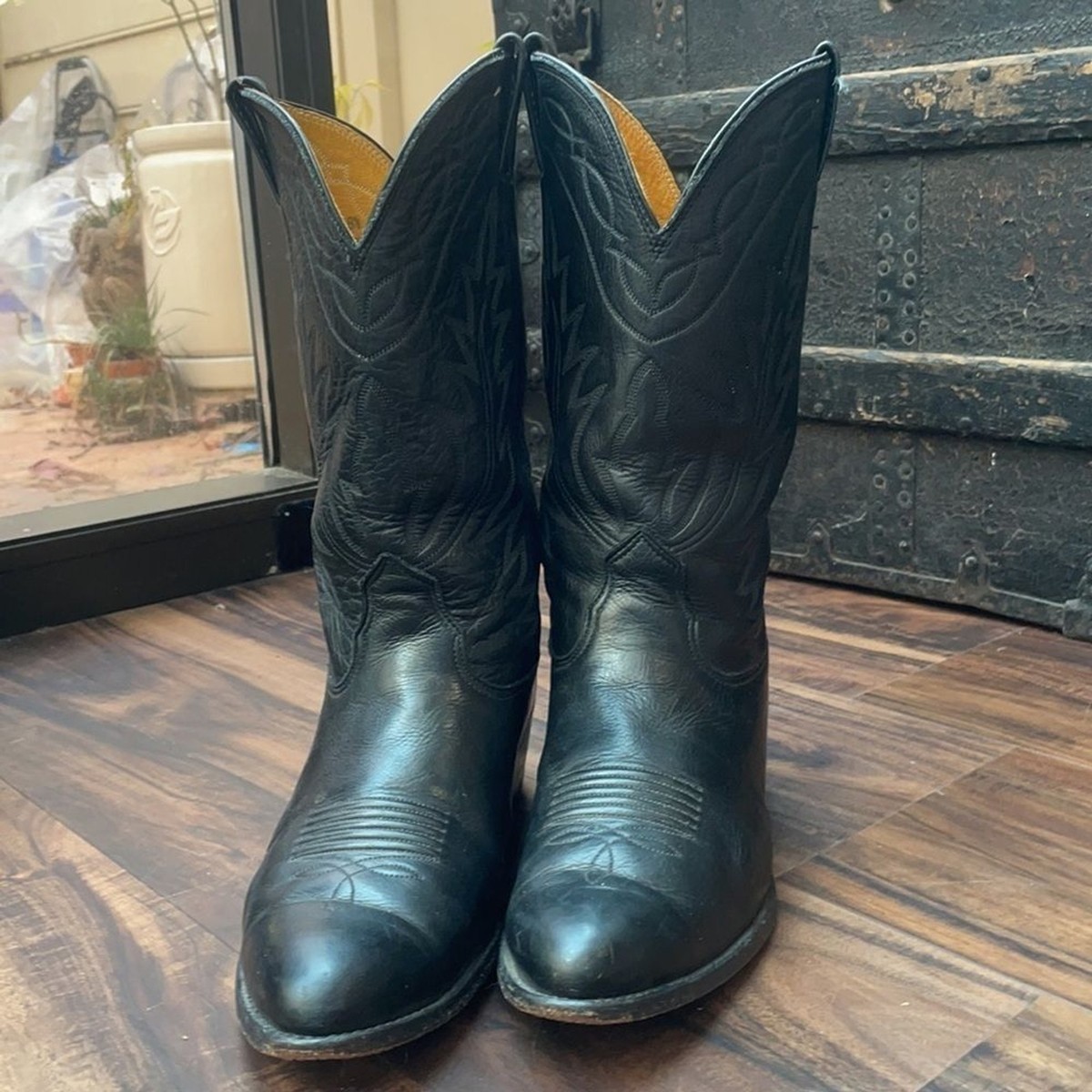 Nocona Boots Black Genuine Leather Men Cowboy Western 8.5 EE style 