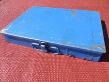Blue Steel Storage Case Vintage Ford, Delco, GE, Wagner, Delco, Auto Light Bulbs