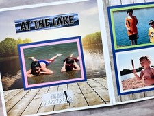 Lake Scrapbook Layout, Beach Scrapbook Pages, Boating Premade Pages