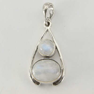 Genuine Natural Rainbow MOONSTONE Oval Pendant 925 STERLING SILVER #16e