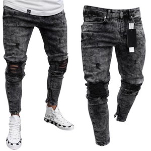 mens black ripped biker jeans