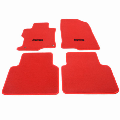 Fits 16-21 Honda Civic Gray Nylon Floor Mats Carpets Non Slip w/ Red Sport