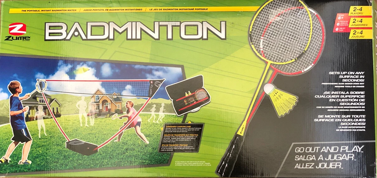 Zume Games Portable Badminton Set with Freestanding Base Sets Up