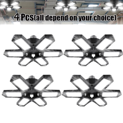 4 Pack LED Garage Light, 300W 600000LM 6500K Deformable LED Garage Ceiling Light