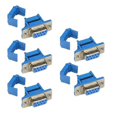 5 Pcs DB9 D-SUB 9-Pin Female Connector IDC Type Metal Shell Assembly Blue