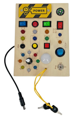 Busy Board aus Holz mit LED für Kleinkinder - Montessori - Lichtschalter - Spiel
