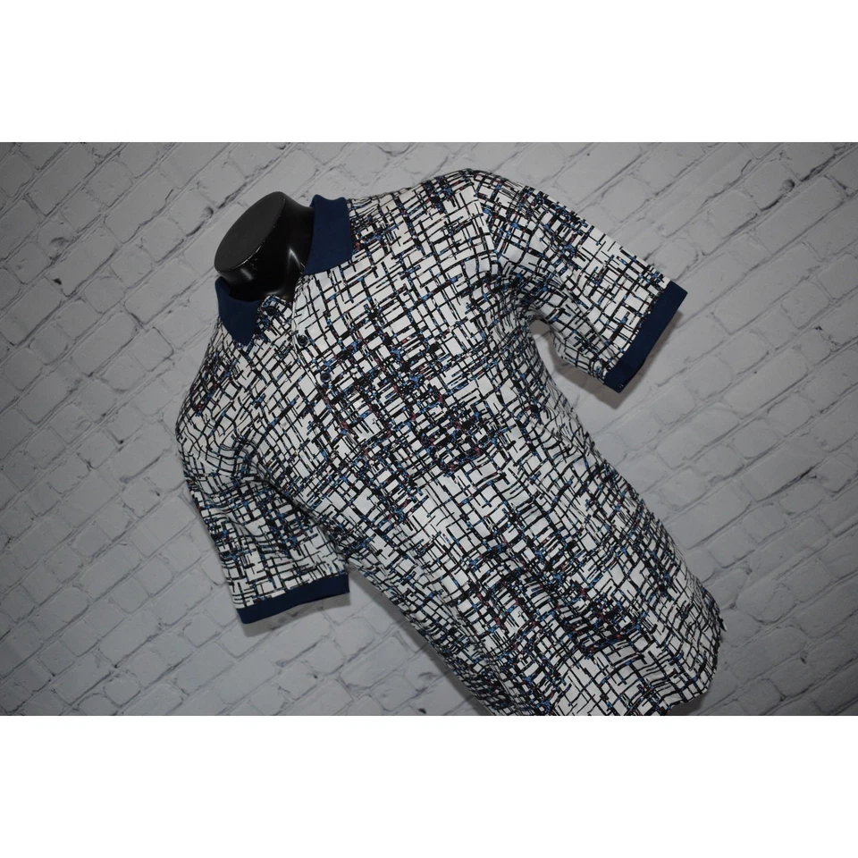 Camisa polo de golf Robert Graham para hombre talla grande algodón rendimiento azul abstracto Foto 4 de 4