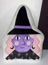Halloween Cute Witch Pillow 14.75"x11" Novelty Shaped Decorative Soft Purple