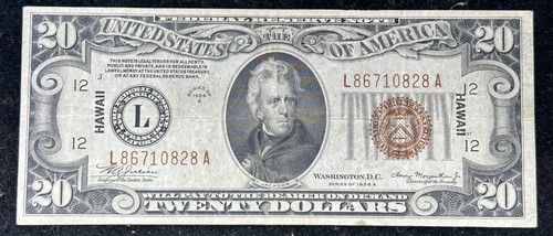 1934A $20 Hawaii Emergency Currency Note