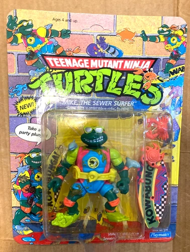 VTG.1990 TMNT Teenage Mutant MIKE THE SEWER SURFER  UNPUNCHED NEW GRADEABLE