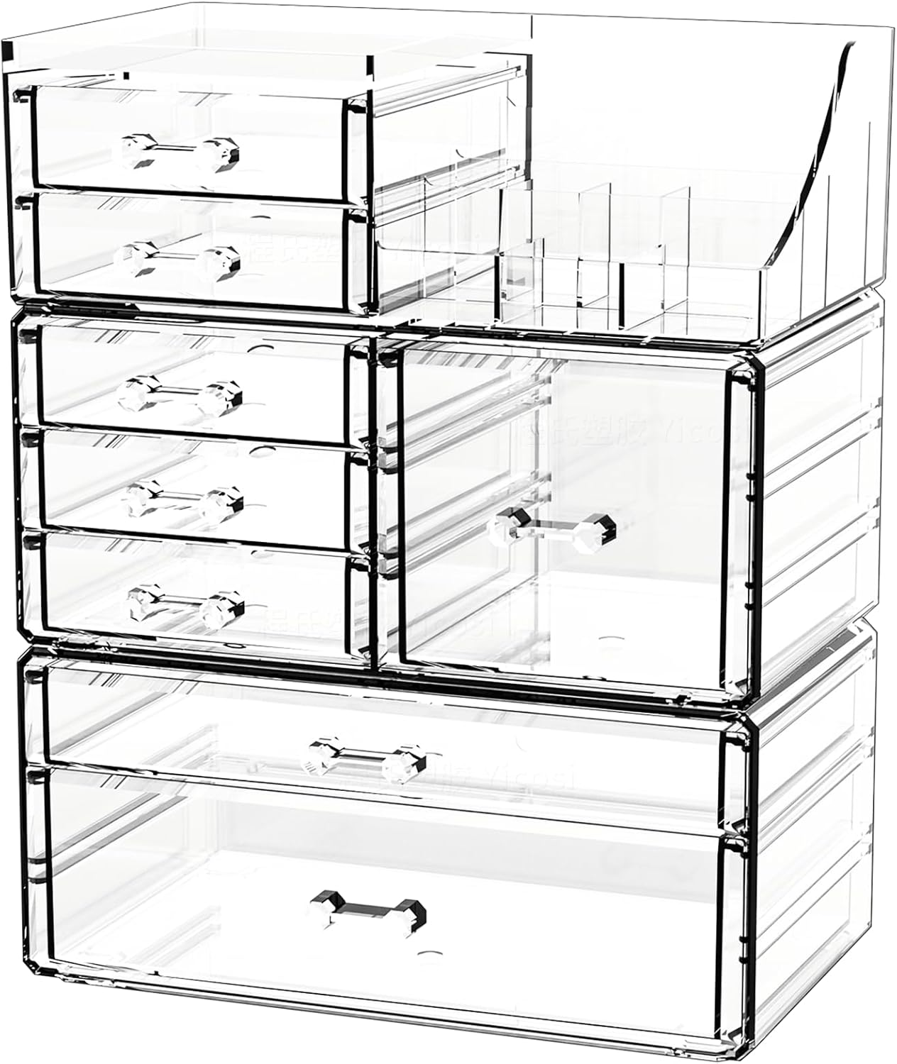 Acrylic Clear Makeup Organizer Countertop,Stackable Skincare Organizer for Vanit