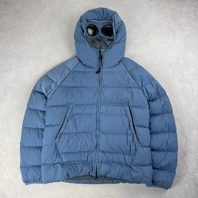 CP Company Eco Chrome Down Puffer Goggle Jacket Medium Coat Blue 4846
