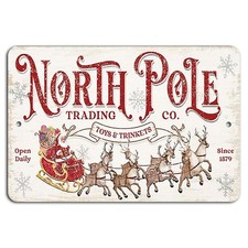 Vintage Christmas Sign BanginPrints North Pole Trading Co Aluminum Metal