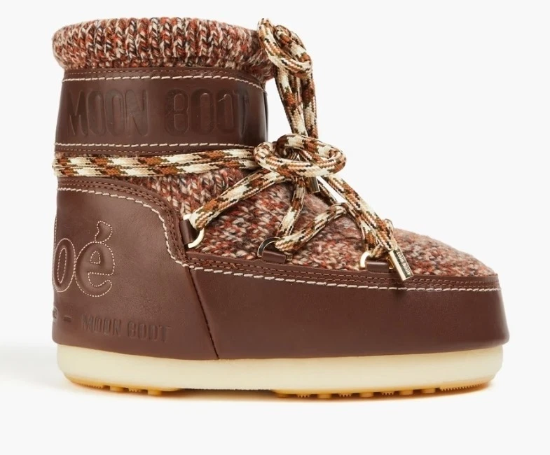 Chloe — Chloe X Moon Boot Winter Shearling Tannish Brown EU Size W37 US Size 6.5 Or 7