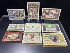 Collection of 9 - 1920’s Uncirculated Germany Notgeld Paper Currency Notes