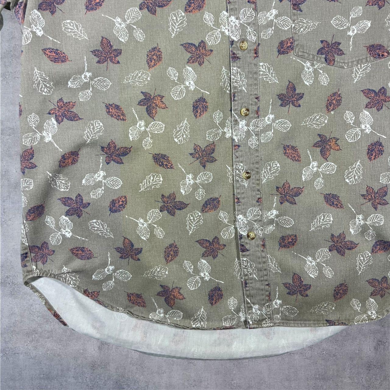 Vintage Mountain Express Leaf Patterned Beige Lon… - image 6