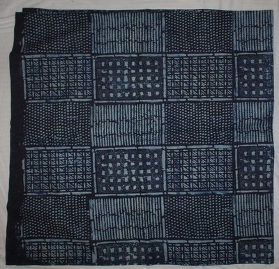 VTG Mud Cloth Bogolanfini Fabric from Mali Africa -Indigo Cotton- 66 X 64''