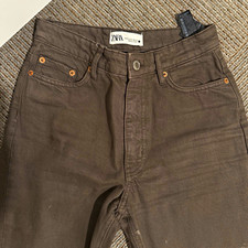 Zara Z1975 Women  s Brown Straight Mid Rise Stretch Jeans Size 2