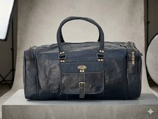 Bag Goat Leather Travel Genuine Luggage Gym Weekend Overnight Duffel Vintage