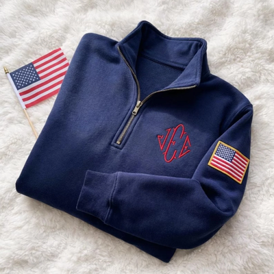 #ad Embroidered J.E.E. Epstein Quarter Zip Sweatshirt Jeffrey Epstein Embroidery $50.99