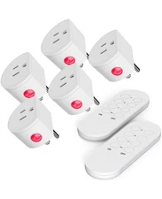 Mini Remote Control Outlet, 10A, Wireless Light Switch, 130 FT Range, Plug