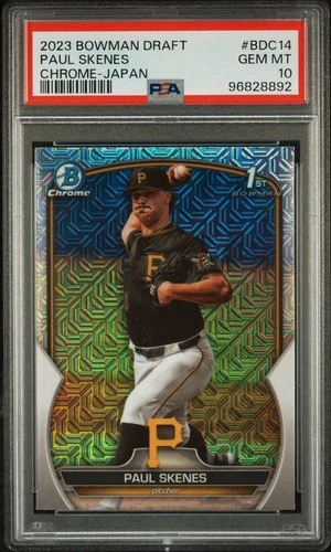 Bowman Draft 2023 Paul Skenes Chrome Japan Refractor Rookie PSA 10 Pirates