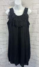 AX Paris Shift Dress Black Size 12 Chiffon Leaves Bubble Hem Christmas Party