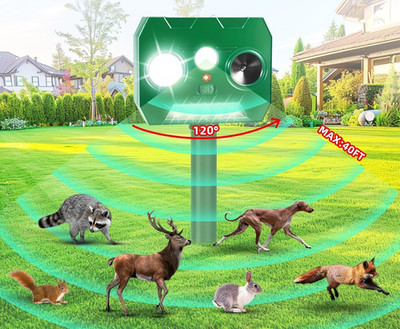 Solar Ultrasonic Animal Repellent with Motion Detection & Flash Lights, 1 Pack