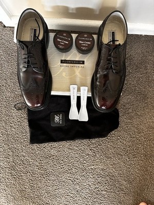 Vintage Florsheim Royal Imperial ''Trentham'' Burgundy Wingtips 8.5 EEE NOS NIB US