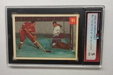 1954-55 Parkhurst Hockey card #91 Red Kelly / Harry Lumley KSA EX5