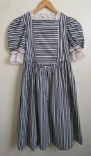 90s Girls Colonial Pioneer Dress Handmade Cotton Puff Sleeve Reenactment 8 10