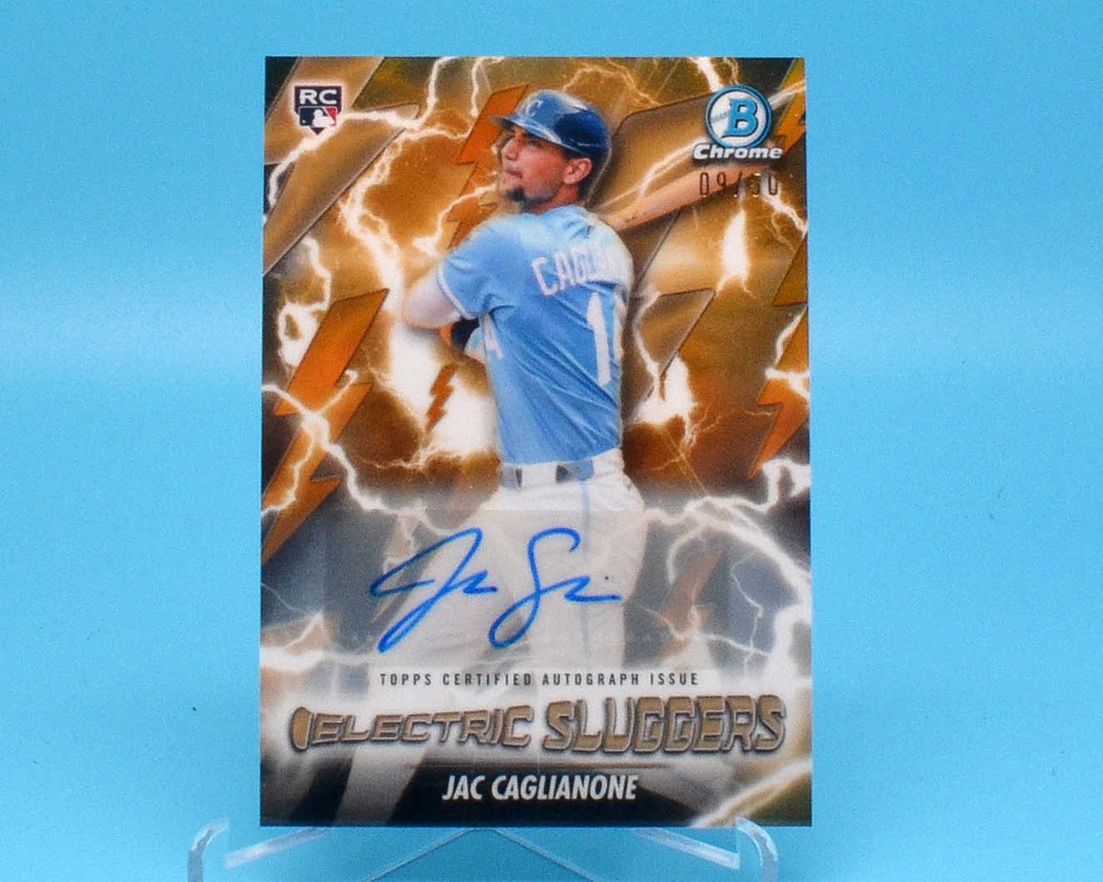 Jac Caglianone Baseball Cards 2026 Bowman Electric Sluggers Autograph trading card — raw and PSA graded price guide