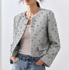 NEW Zara Gray Tweed Blazer Size XS