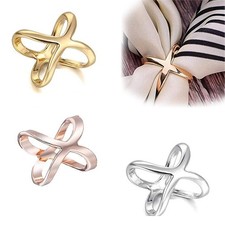 X Shaped Scarf Clip Buckle Ring Elegant Shawl T Shirt Hem Accessory.