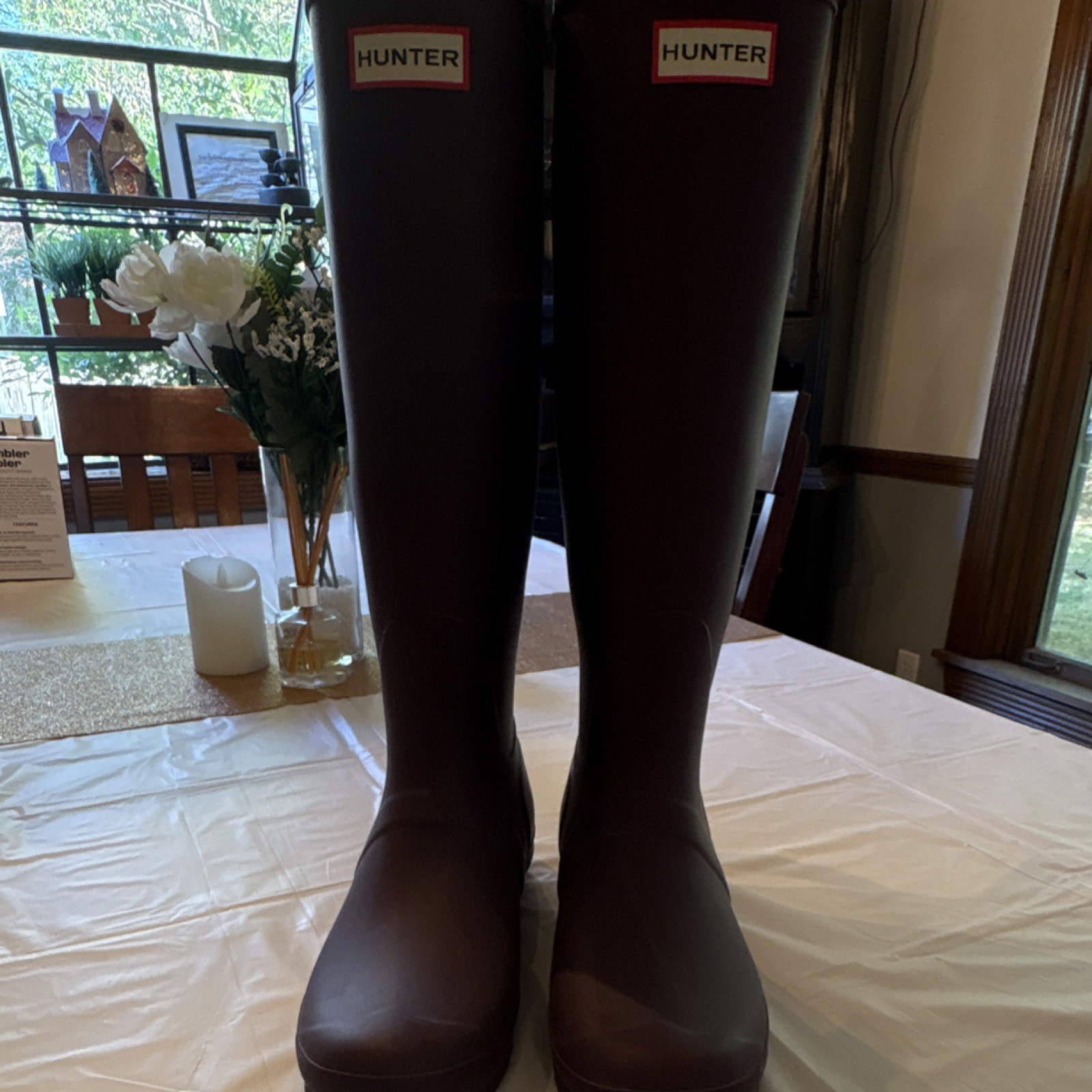 &rsquo;sburgundy Knee High Waterproof Rain Boots Size 9 Pull On 