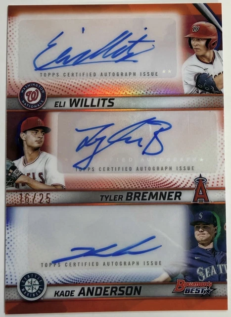 2025 Bowman's Best Triple Auto Eli Willits Kade Anderson Tyler Bremner /25