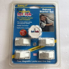 Safety Ist Magnetic Tot Lok Starter Set Four Locks One Key Brand New • VTG