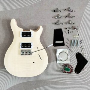 DIY 6 Six String Electric Guitar Unfinished Kit Rosewood FB Flame Maple Top