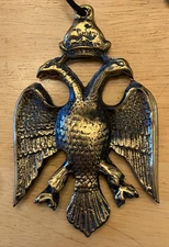 Greek Byzantine Double-Headed Eagle Brass/Gold Colored Metal Pendant from Greece